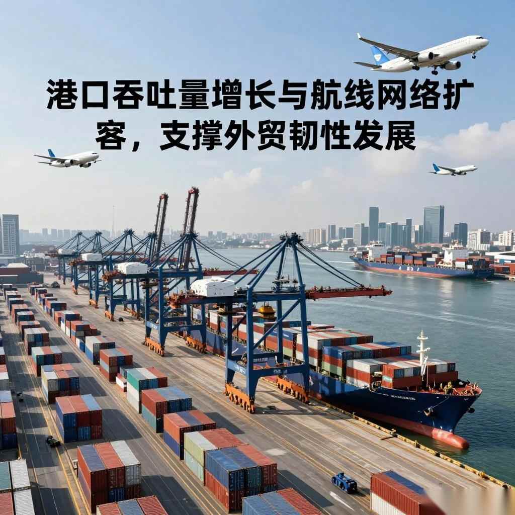 港口吞吐量增长与航线网络扩容，支撑外贸韧性发展(图2)